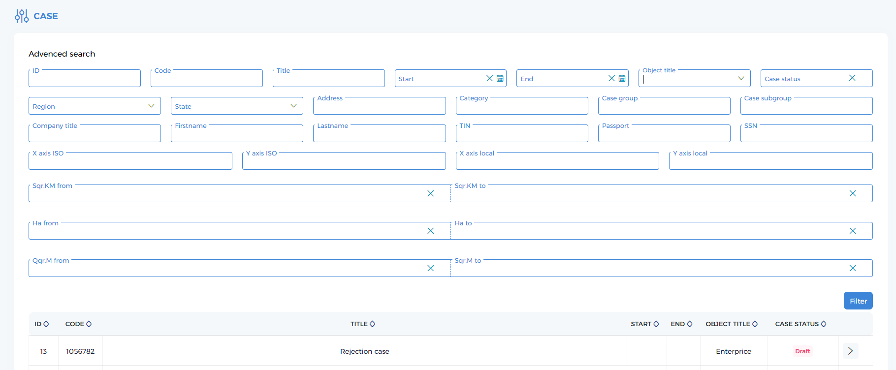 List advanced filter image
